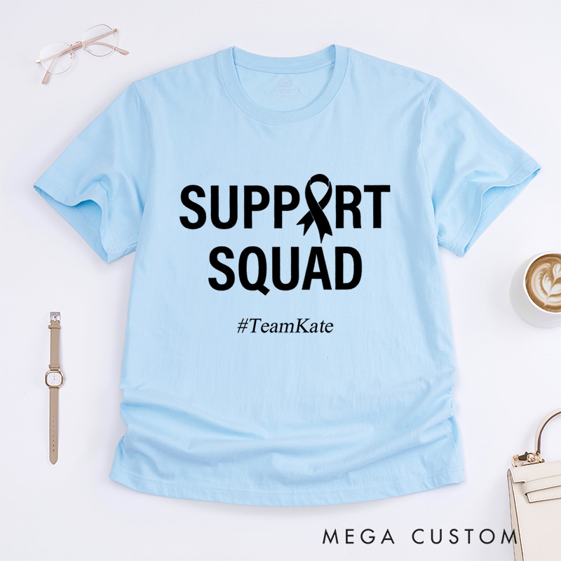 Personalized Support Squad Ribbon Breast Cancer Awareness Advocacy Team T-Shirt  