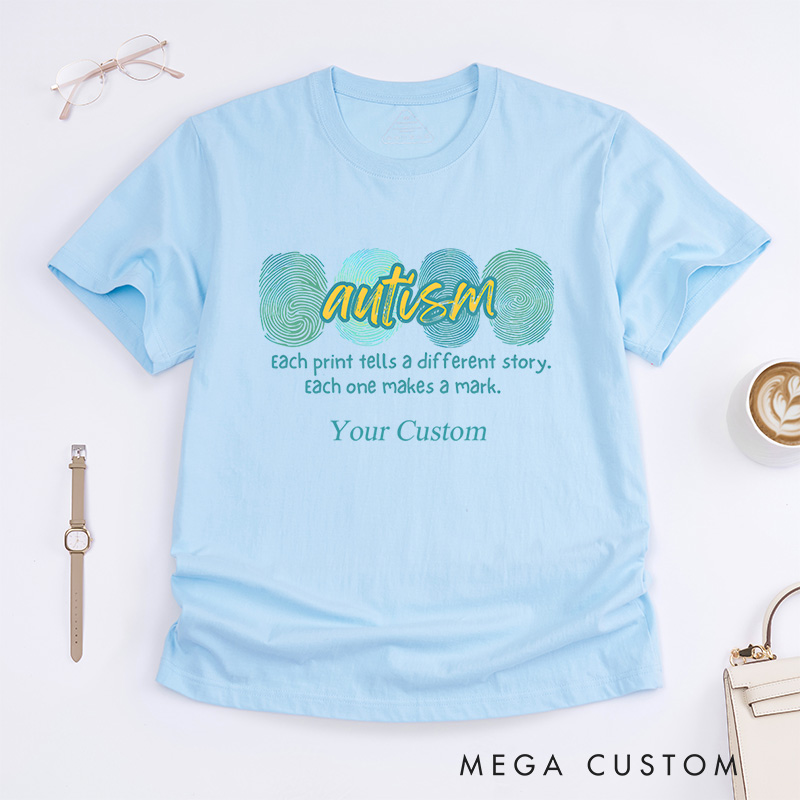 Personalized Autism Awareness Each Print Tells A Different Story Inclusion Advocacy T-Shirt  