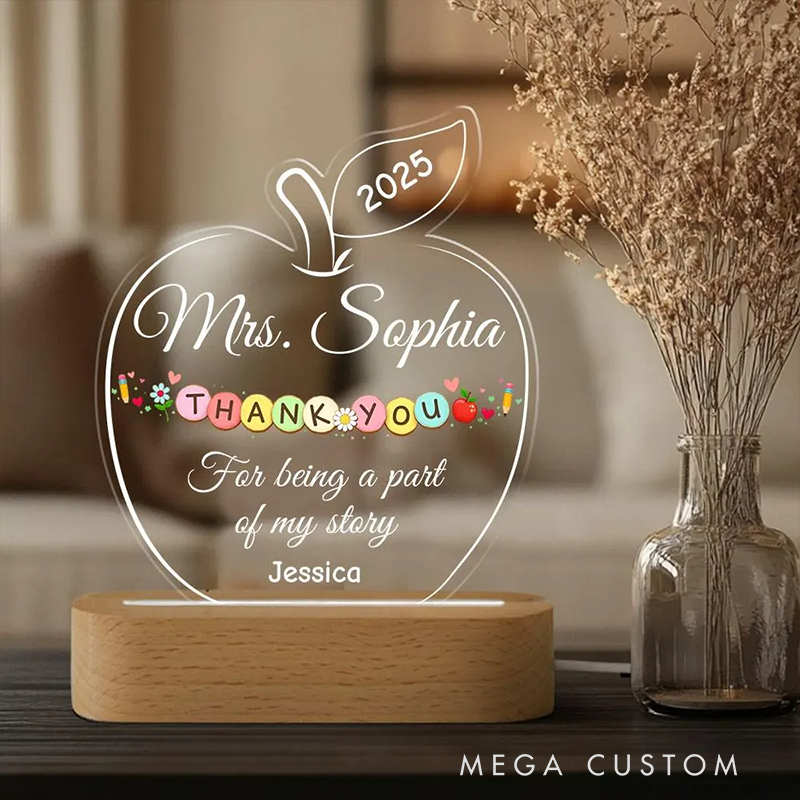 Personalized Teacher LED Desk Lamp with Thank You Teacher Design Unique Gift for Teachers