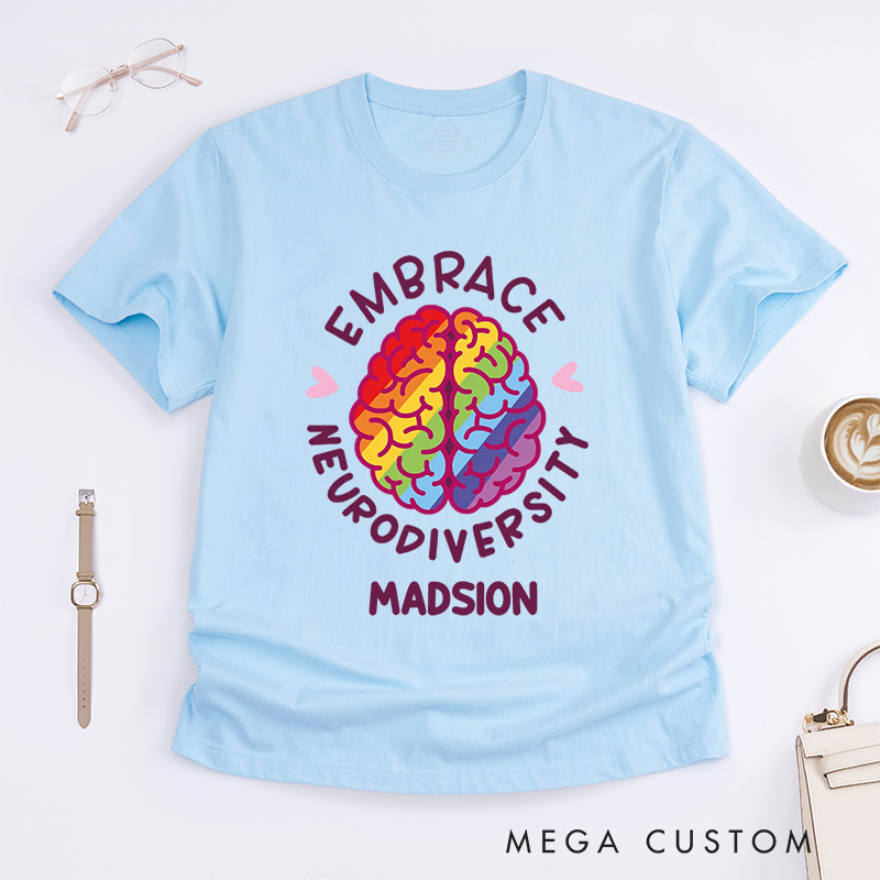 Personalized Embrace Neurodiversity T-Shirt Autism Awareness Gift