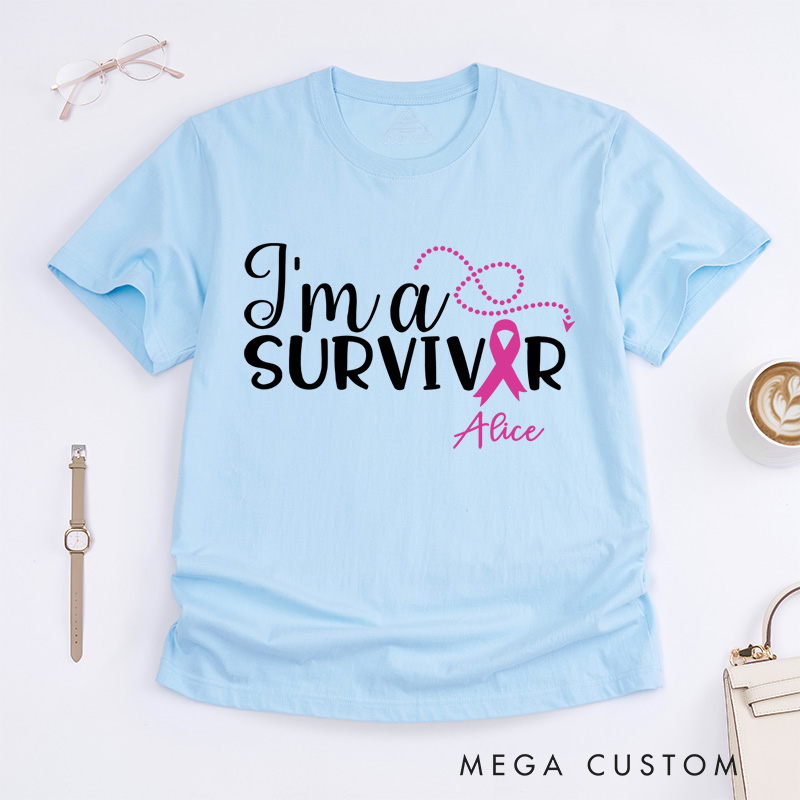 Personalized I'm a Survivor T-Shirt Breast Cancer Gift Cancer Survivor Gift