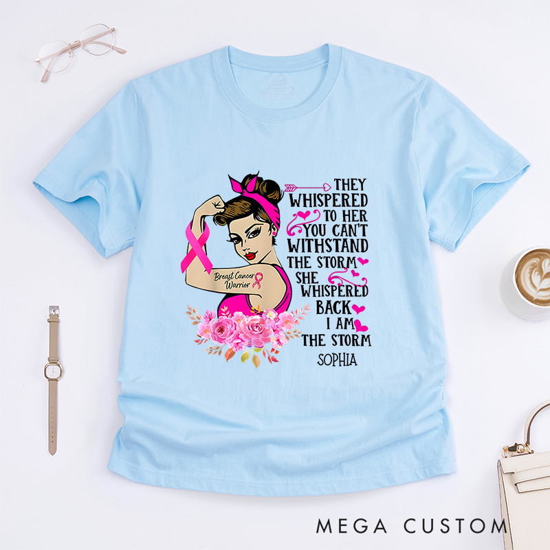 Personalized Breast Cancer Warrior Shirts Pink Power A Brave Declaration In October We Wear Pink Woman Day Tee