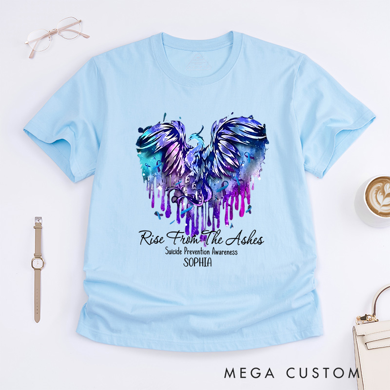 Personalized Rise From The Ashes Suicide Prevention Awareness T-shirt Mental Health Gift