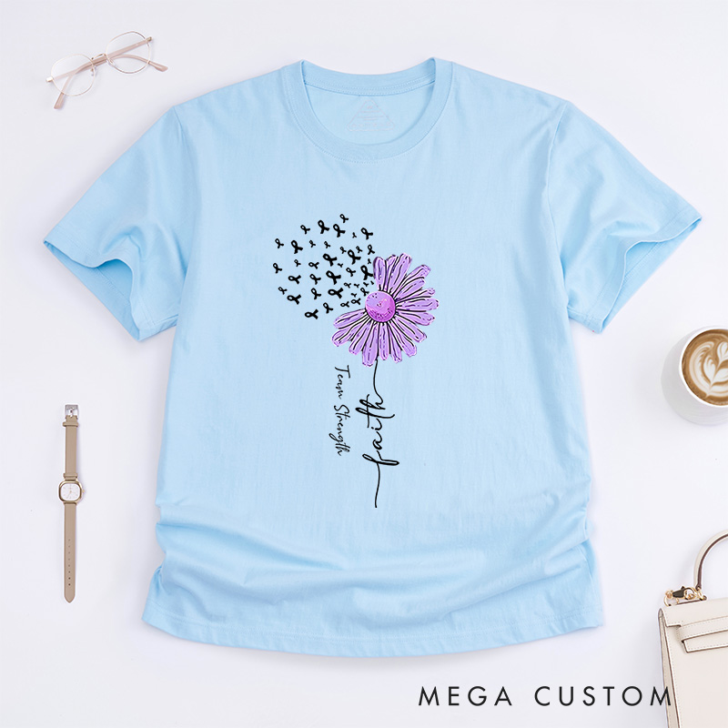 Personalized Alzheimer Fighter Flower T-Shirt  Alzheimers Gift Caring for patients with diseases