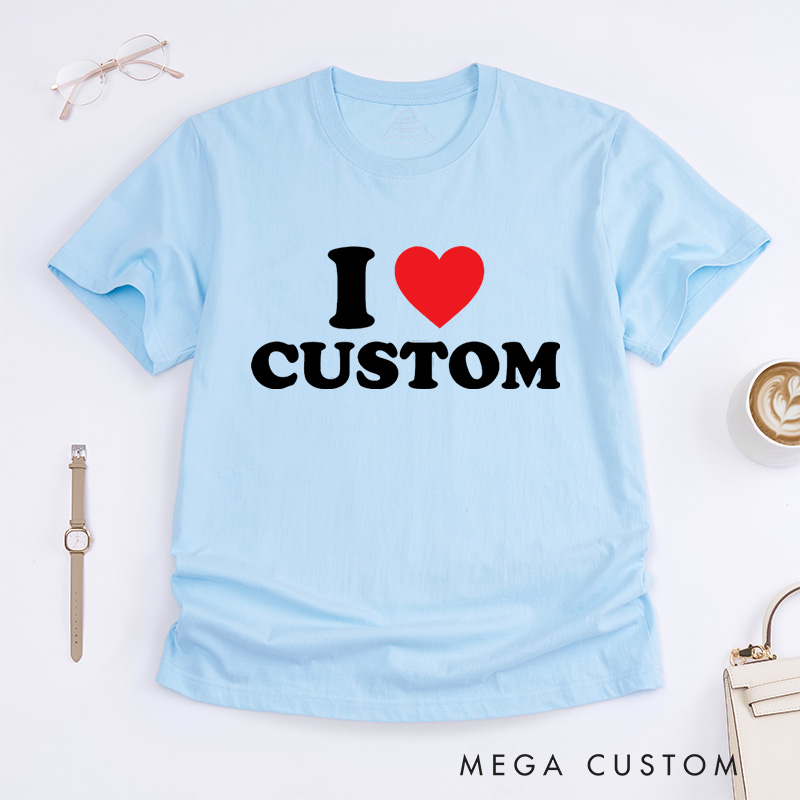 Personalized I Love Custom Bold Design with Vibrant Red Heart for a Fun and Unique Statement T-Shirt