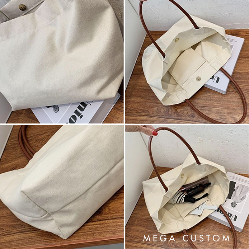 Personalized Office Squad Canvas Tote Bag Smiley Face Design Appreciation Gift for Coworker or Employee