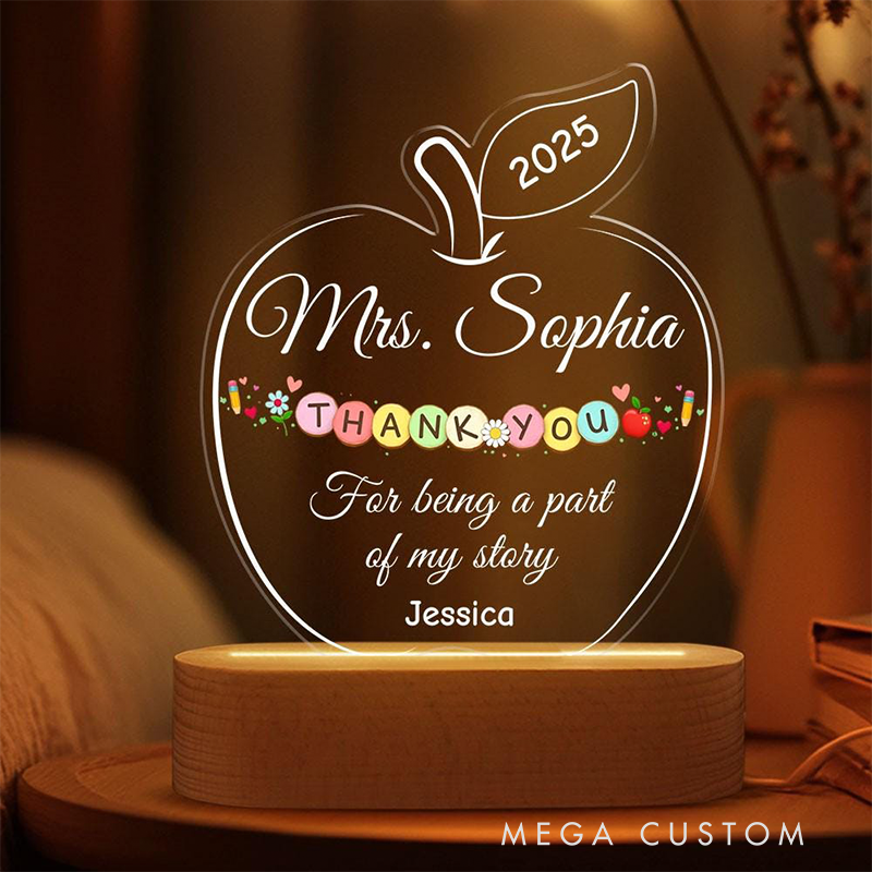 Personalized Teacher LED Desk Lamp with Thank You Teacher Design Unique Gift for Teachers