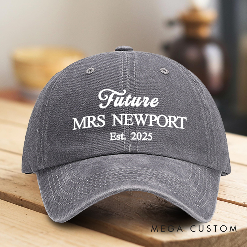Personalized Future Mrs Embroidered Washed Cotton Baseball Cap