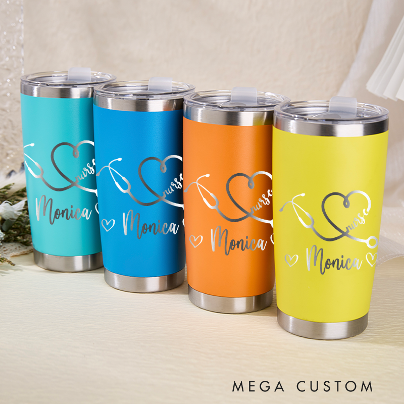 Personalized Tumbler for Nurse Stainless Steel Tumbler 20oz Vacation Tumbler Laser Engraved Tumbler Gifts 