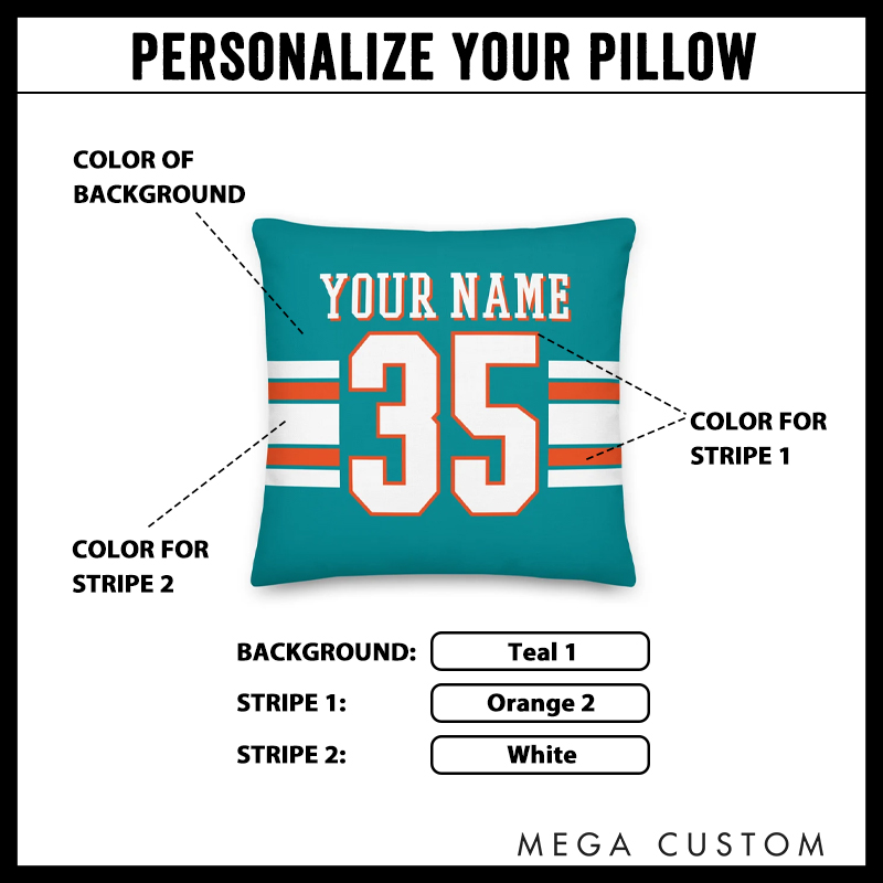 Personalized American Football and Rugby Striped Design Throw Pillow with Custom Name and Number