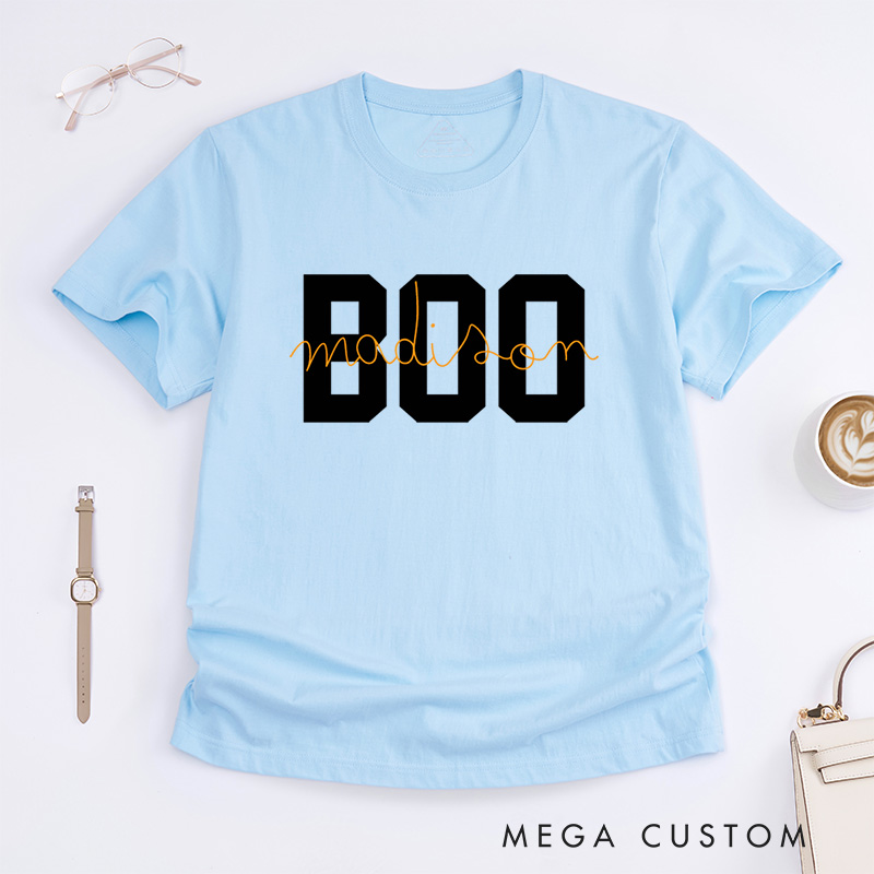 Personalized Boo Halloween T-Shirt Perfect for Fun and Festive Seasonal Celebrations T-Shirt