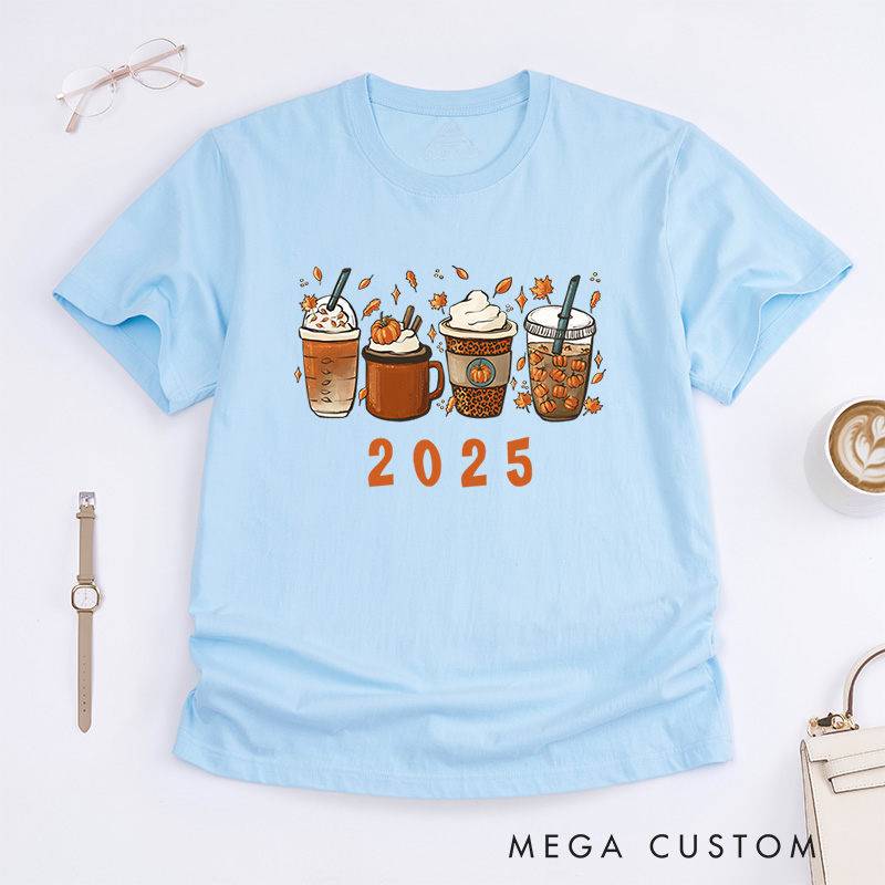 Personalized Fall Drinks Halloween T-Shirt Perfect for Celebrating the Cozy and Festive Spirit T-Shirt