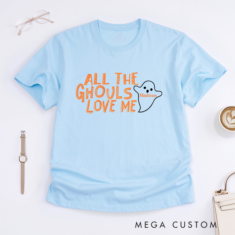 Personalized All the Ghouls Love Me Halloween T-Shirt Perfect for Fun and Playful Seasonal Celebrations T-Shirt