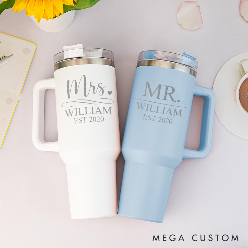 Personalized Mr. and Mrs. 40oz Anniversary Tumbler Couple Wedding Anniversary Mug Anniversary Gift for Husband and Wife
