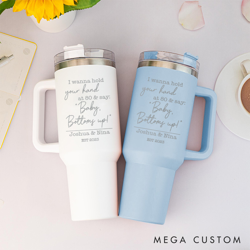 Personalized Couple Anniversary 40oz Tumbler Mr. and Mrs. Couple Travel Mug Gift with Handle and Straw Anniversary Tumbler for Husband and Wife 