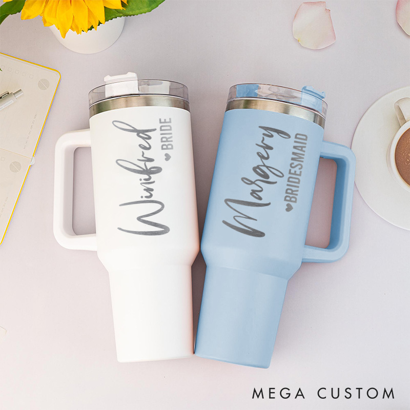 Personalized Stylish Bridesmaid Name 40oz Tumbler Maid of Honor Tumbler with Lid and Straw Bride Bachelorette Party Gift for Her Bridal Shower Tumbler