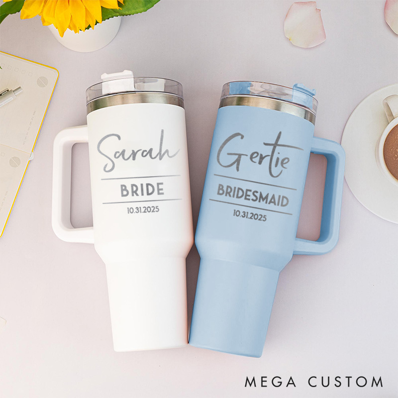 Personalized Modern Bridesmaid Name 40oz Tumbler Maid of Honor Tumbler with Lid and Straw Bride Bachelorette Party Gift for Her Bridal Shower Tumbler