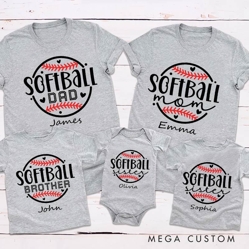 Personalized Softball First Birthday Ball Design Family Matching Outfit