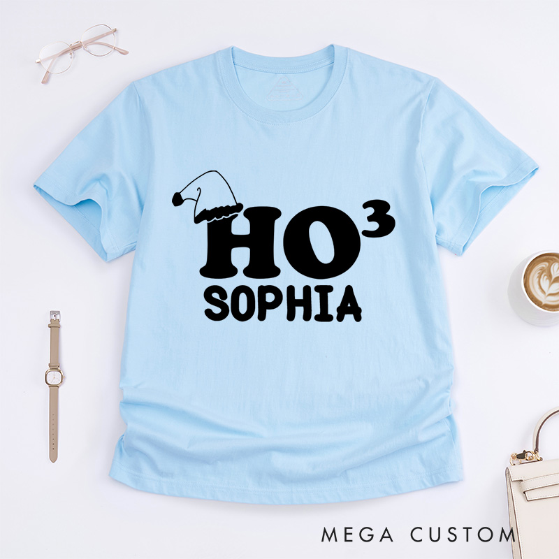 Personalized Ho Ho Ho Holiday Christmas T-Shirt