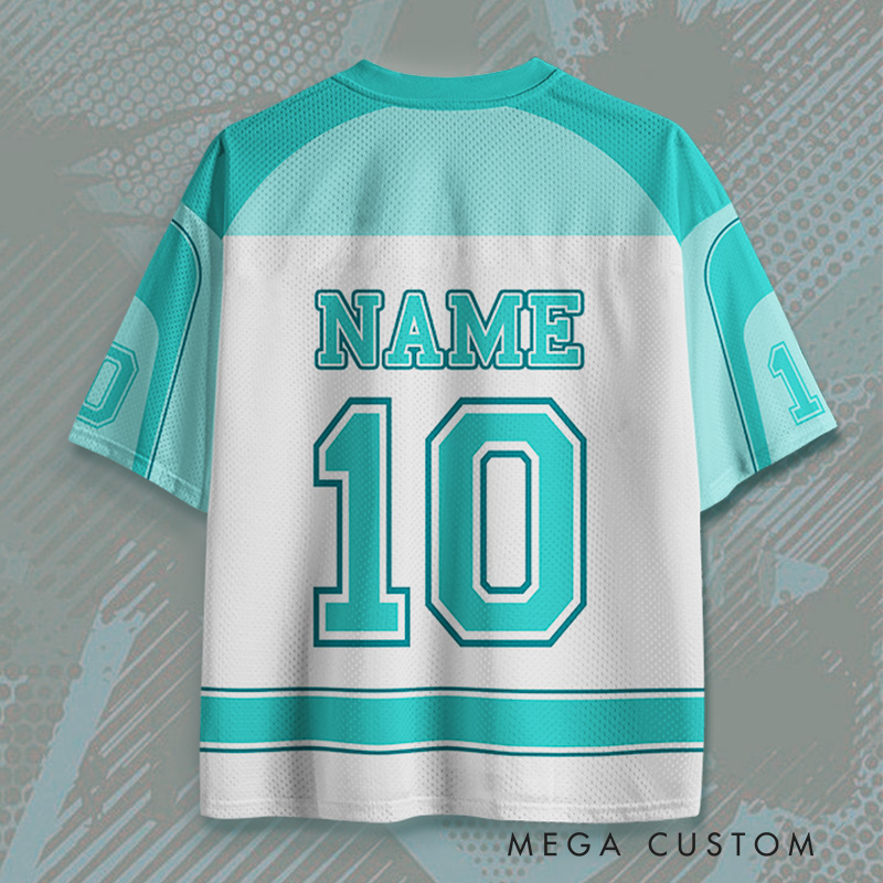 Personalized Teal and White Jersey with Custom Team and Player Details 