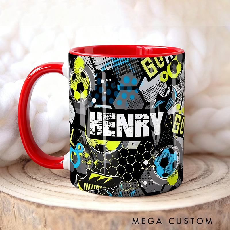 Personalized Soccer Boy Mug, Name Can Be Customized, A Gift for Soccer Fans