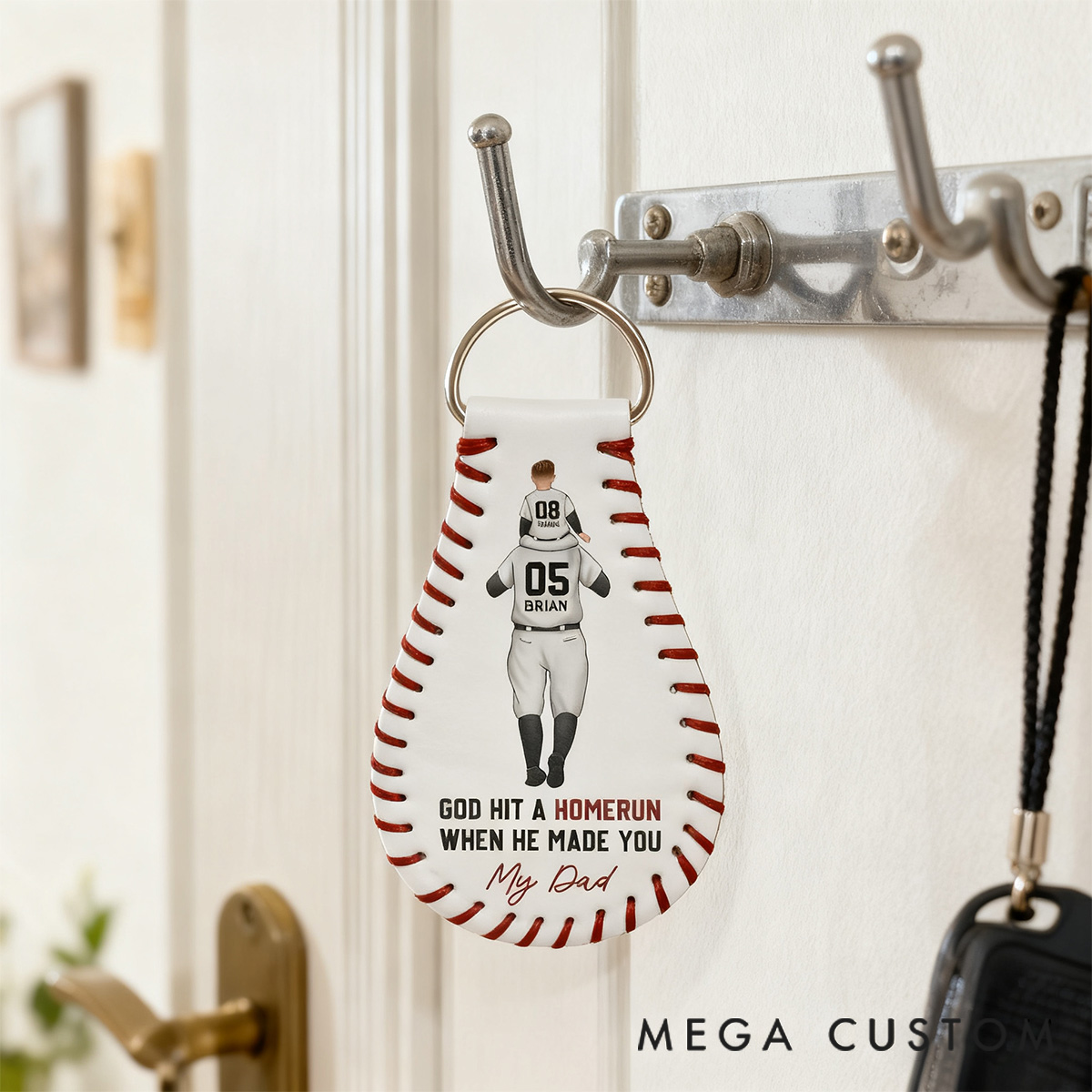 Personalized Baseball Keychain with "God Hit a Homerun" Quote and Custom Details 