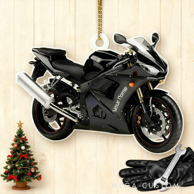 Personalized Motorcycle Christmas Ornament Custom 2D Acrylic Ornament Gift for Motorbike Riders and Motorcycle Lovers