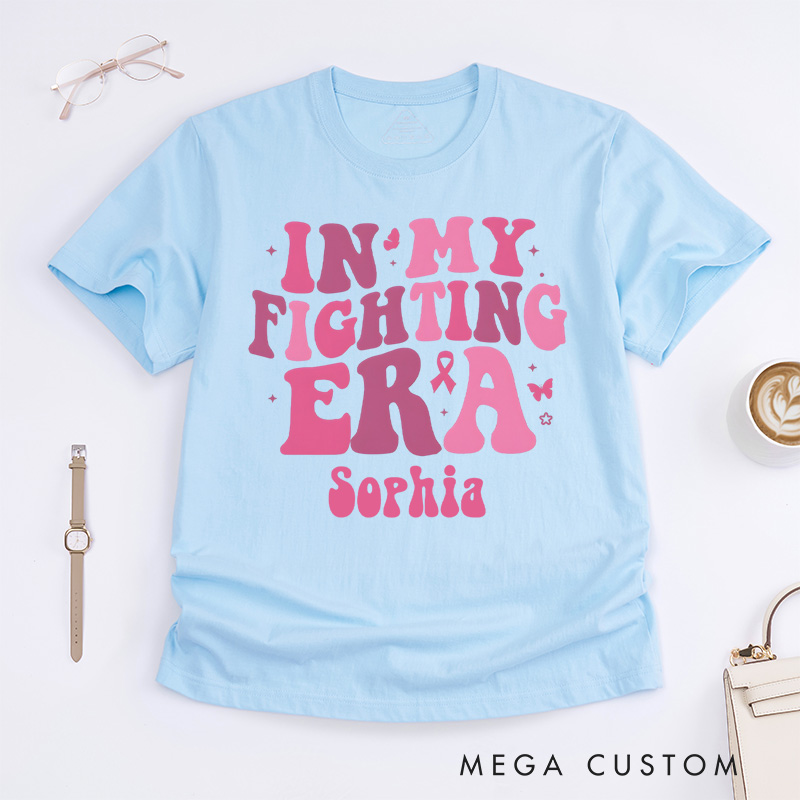Personalized In My Fighting Era Breast Cancer Warrior T-shirt Cancer Fighter Gift