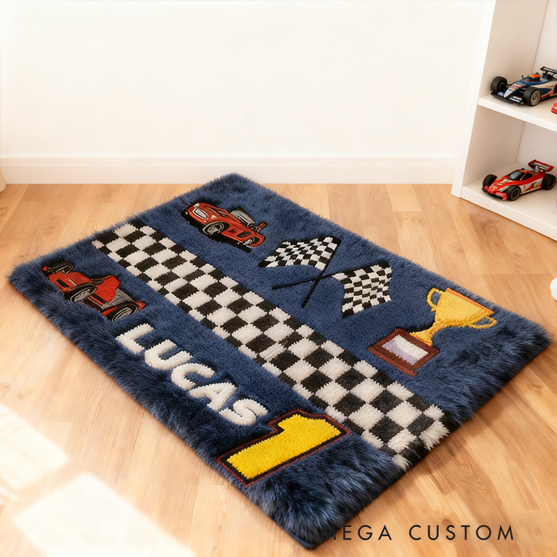 Personalized Racing Car Doormat with Custom Name Design for Racers and Racing Lovers