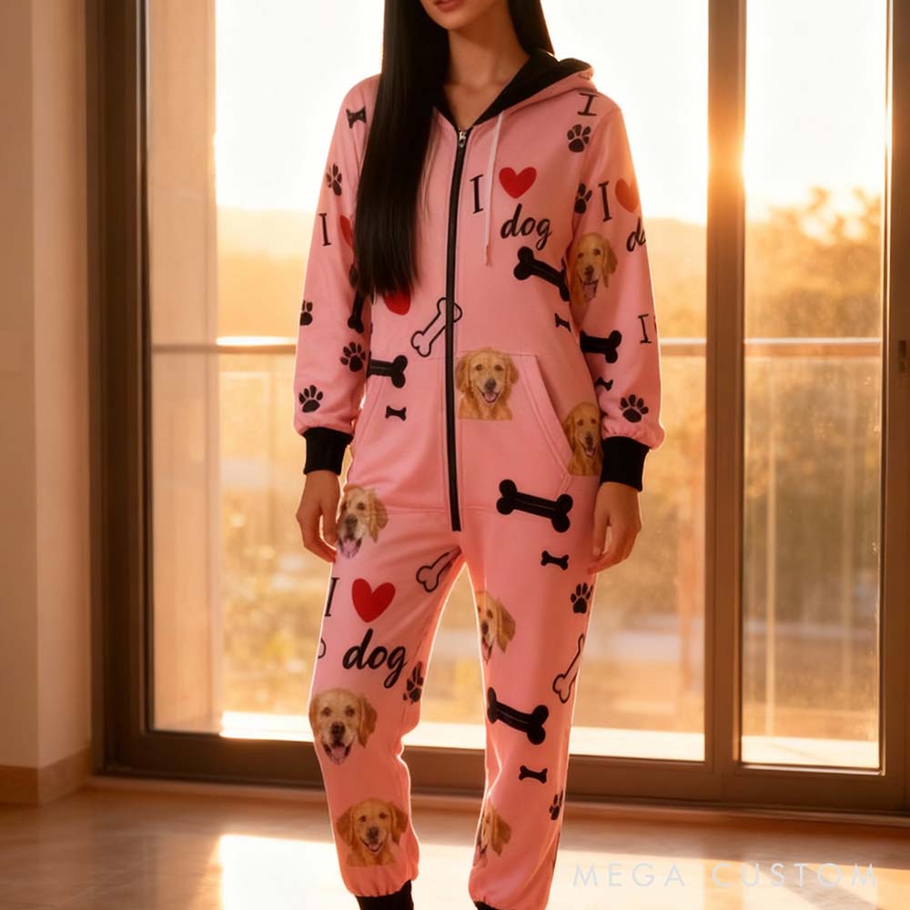 Personalized Pet Lover I Love My Dog Adult Onesie