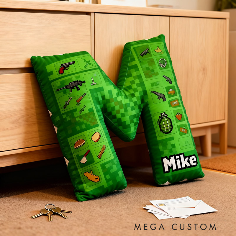 Personalized Game Letter Pillow for Game Lovers Plush Pillow Christmas Birthday Holiday Gift for Kids