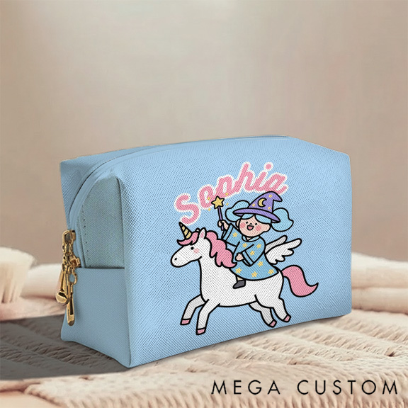 Personalized Magical Girl Toiletry Bag Custom Name for Kids Travel Gifts and Daily Use