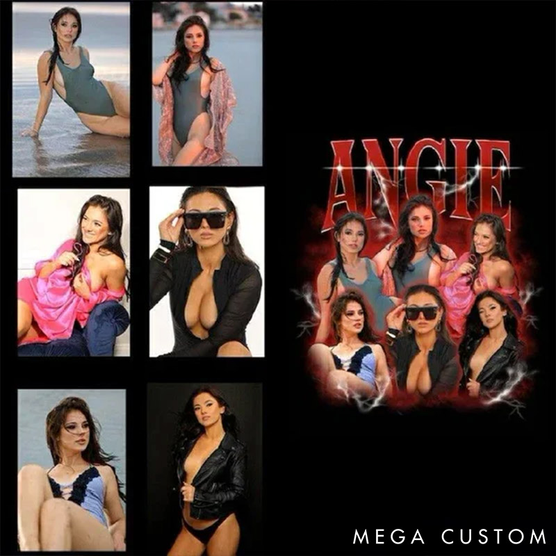 Personalized Girlfriend Bootleg Style Classic T-Shirt Custom Text Boyfriend Photo Tee Couple Face Rap Style Shirt Valentine's Day Gift for Him Her