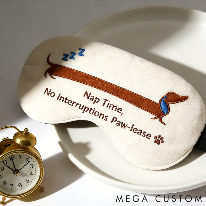 Personalized Embroidered Dachshund Humorous Sleep Mask Custom Text All Day Comfort Whimsical Sleep Pal