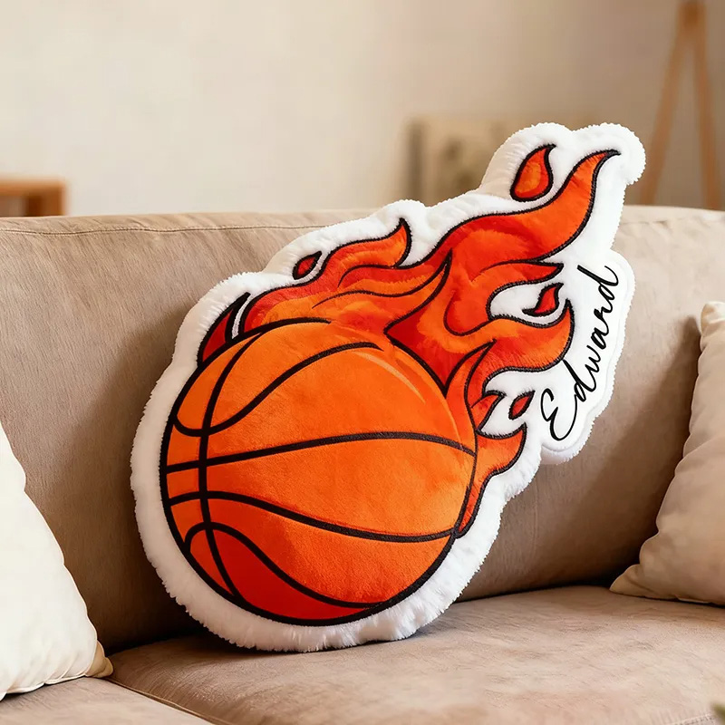 Personalized Basketball Fire Pillow with Custom Name for Kids and Basketball Enthusiasts Christmas Gifts