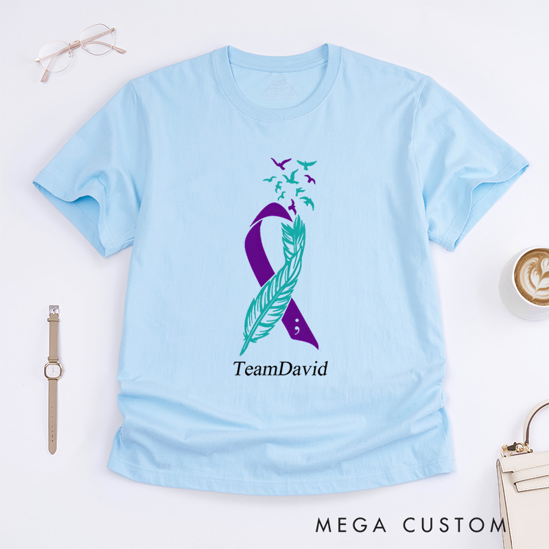 Personalized Feather Suicide Prevention Awareness Mental Health T-Shirt