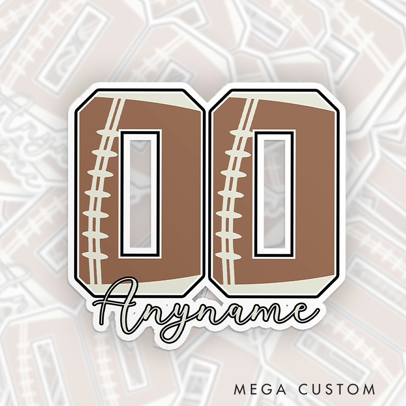 Personalized America Football and Rugby Sticker with Custom Player Name and Number for Fans