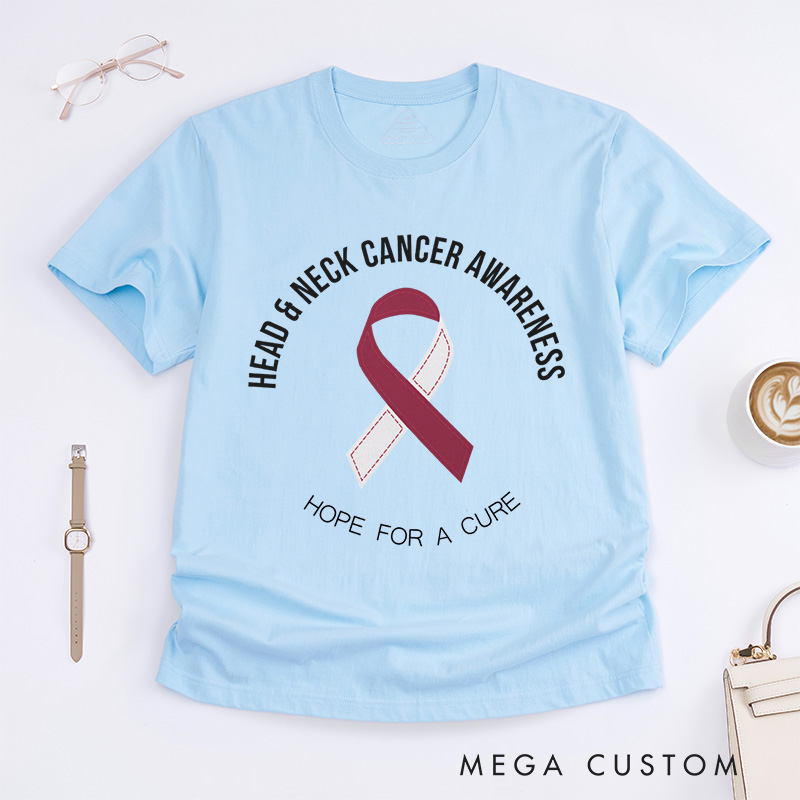 Personalized Head and Neck Cancer Ribbon T-Shirt Cancer Survivor Gift Support Gift