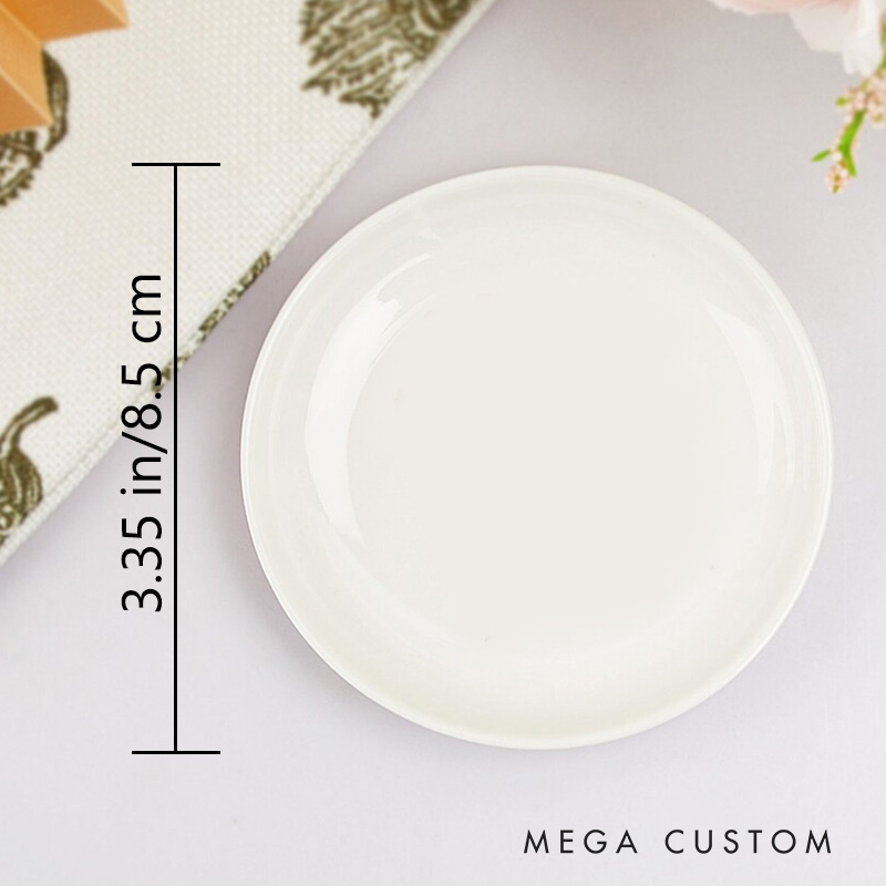 Personalized Minimalist Initials with Date Wedding Engagement Round Ring Dishes