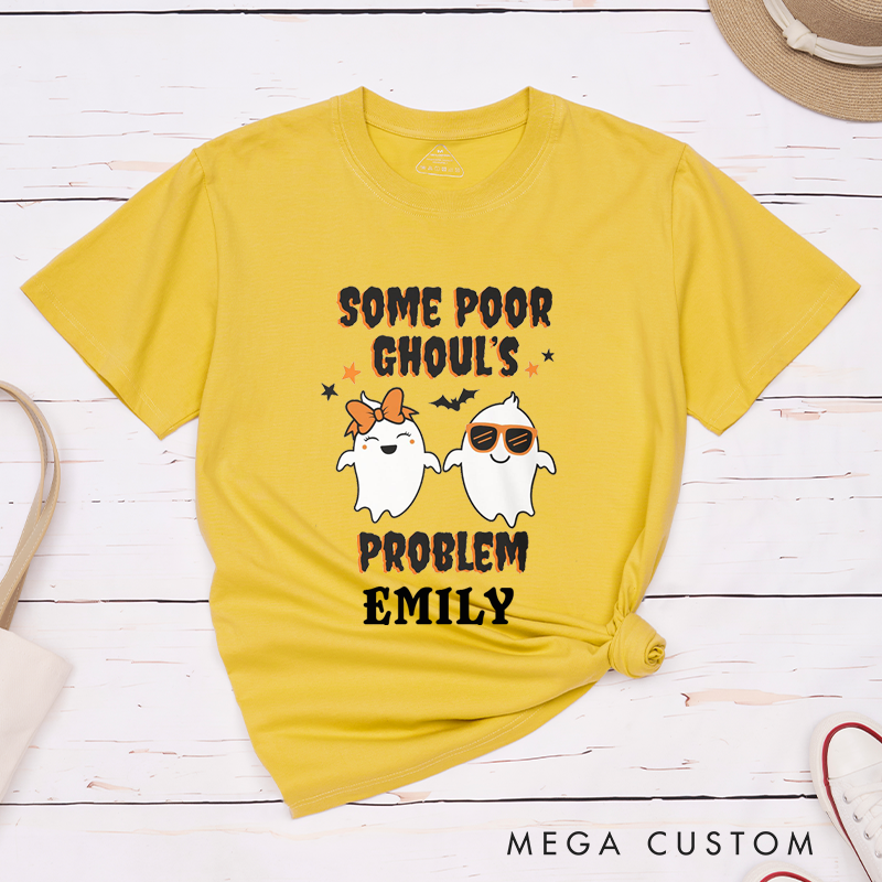 Personalized Some Poor Ghoul and Some Poor Ghoul's Problem Funny Couple Halloween Matching T-Shirt