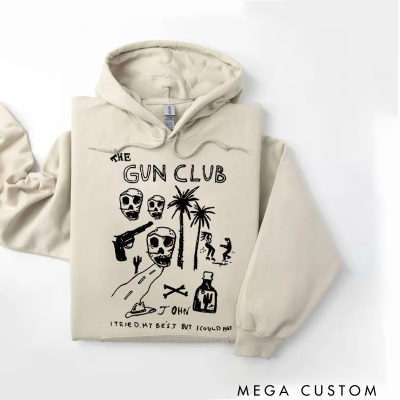 Personalized Classic Hoodies Unique Skull and Palm Tree Artwork T Shirt for Underground Music Lovers Retro Hoodie