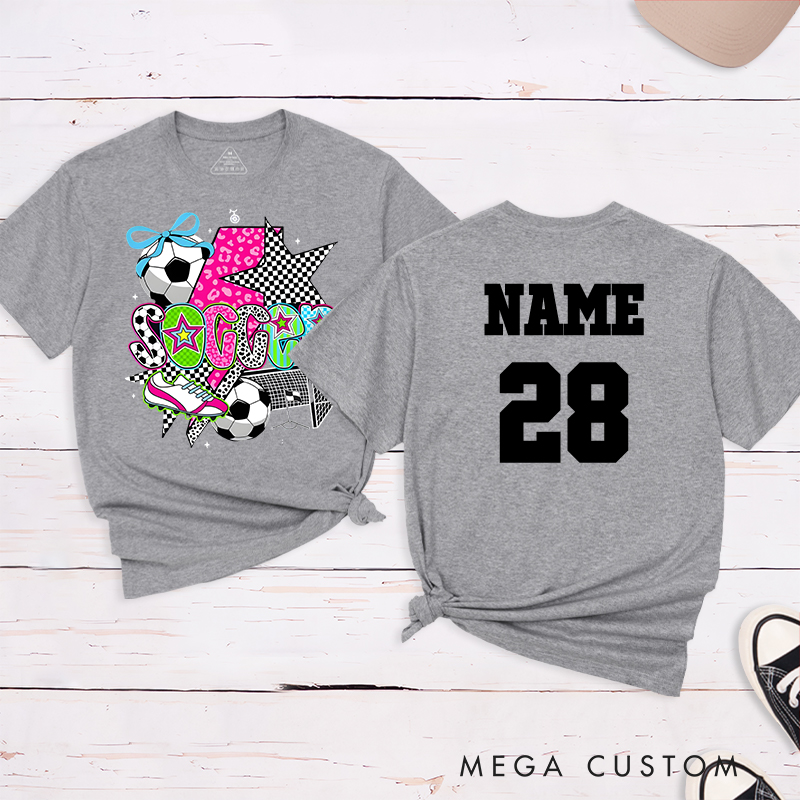 Personalized Star-Themed Soccer T-Shirt with Custom Name and Number