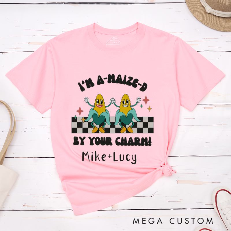 Personalized Funny I'am A-Maize-D by Your Charm and You're Corny But I Like You Couple Matching Shirt