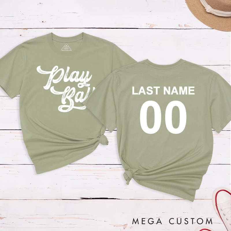 Personalized "Play Ball" T-Shirt with Custom Name and Number