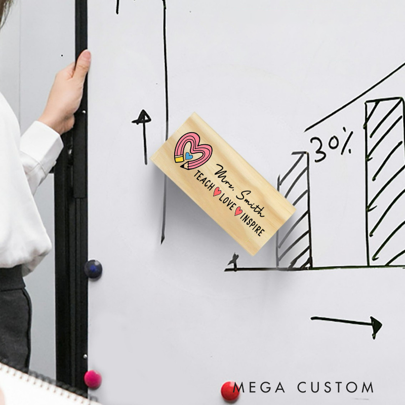 Personalized Magnetic Wooden Whiteboard Erase Pencil Heart Design Appreciation Gift for Teachers