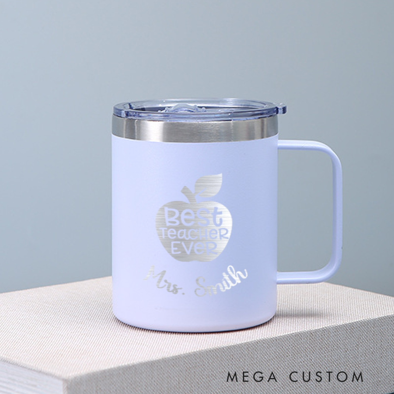 Personalized Teacher Laser Engraved Coffee Mug Custom Best Teacher Ever Design Coffee Mugs Insulated Stainless Steel Mugs Creative Teacher Gift