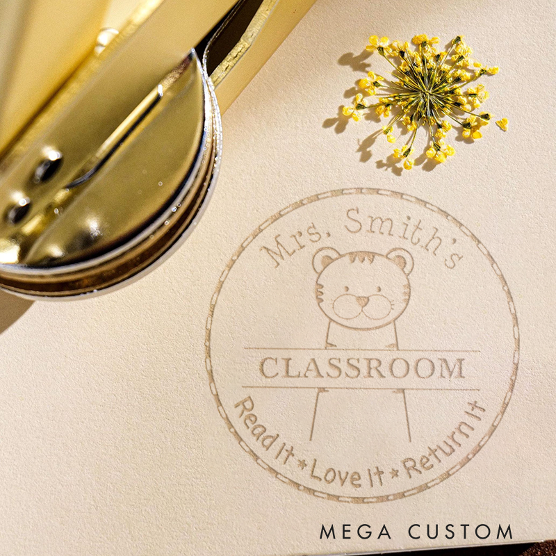 Personalized Teacher Book Embosser Stamp with Teacher's Room Design Thoughtful Gift for Teachers