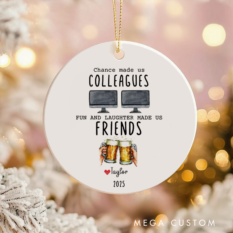 Personalized Christmas Ornament with Cumputer and Beer Design Gift for Coworkers