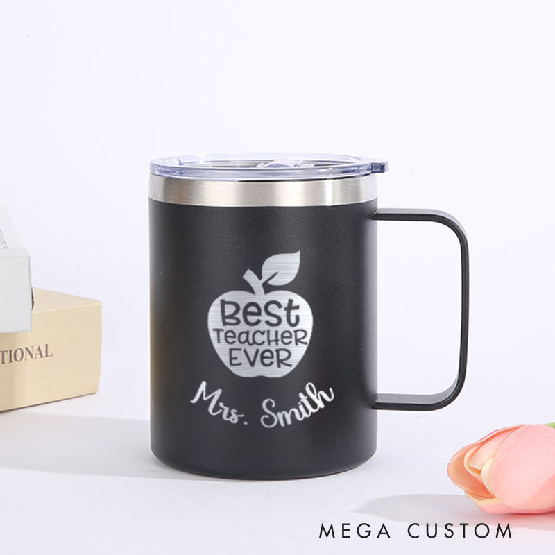 Personalized Teacher Laser Engraved Coffee Mug Custom Best Teacher Ever Design Coffee Mugs Insulated Stainless Steel Mugs Creative Teacher Gift