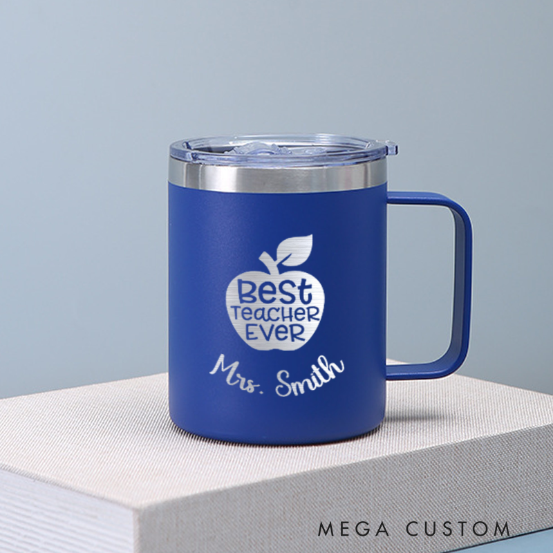 Personalized Teacher Laser Engraved Coffee Mug Custom Best Teacher Ever Design Coffee Mugs Insulated Stainless Steel Mugs Creative Teacher Gift